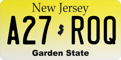 NJ license plate A27ROQ
