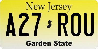 NJ license plate A27ROU