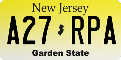 NJ license plate A27RPA