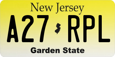 NJ license plate A27RPL