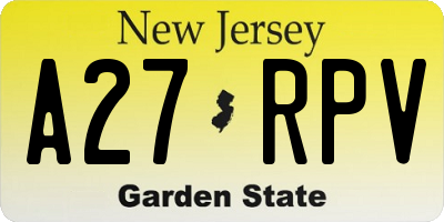 NJ license plate A27RPV