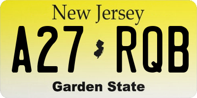 NJ license plate A27RQB