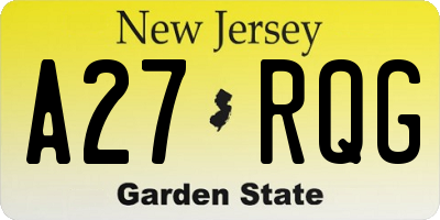 NJ license plate A27RQG