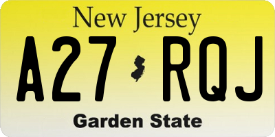 NJ license plate A27RQJ
