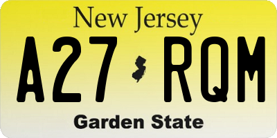 NJ license plate A27RQM