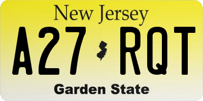 NJ license plate A27RQT