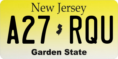 NJ license plate A27RQU