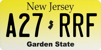 NJ license plate A27RRF