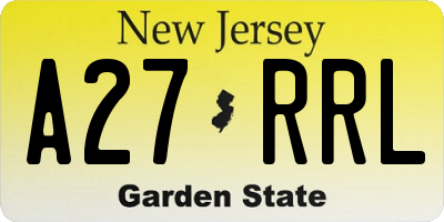 NJ license plate A27RRL