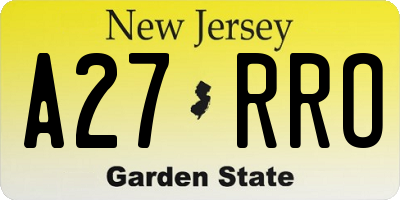 NJ license plate A27RRO