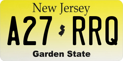 NJ license plate A27RRQ