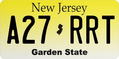 NJ license plate A27RRT
