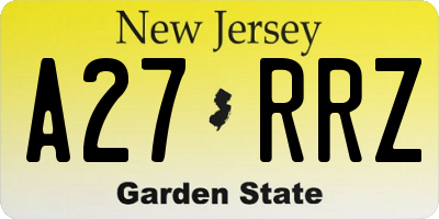 NJ license plate A27RRZ