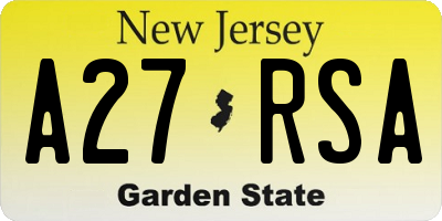 NJ license plate A27RSA