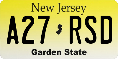 NJ license plate A27RSD
