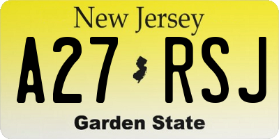 NJ license plate A27RSJ