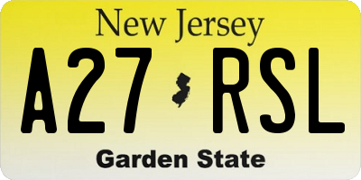 NJ license plate A27RSL