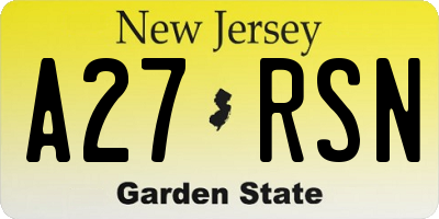 NJ license plate A27RSN