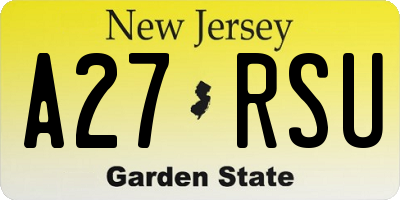 NJ license plate A27RSU