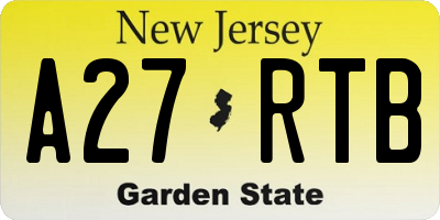 NJ license plate A27RTB