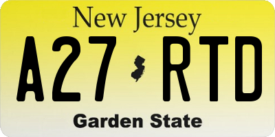 NJ license plate A27RTD