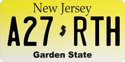 NJ license plate A27RTH