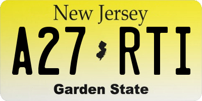 NJ license plate A27RTI