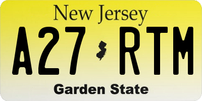 NJ license plate A27RTM