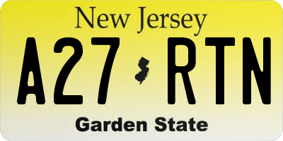 NJ license plate A27RTN