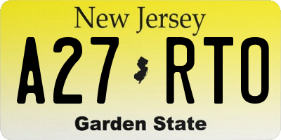 NJ license plate A27RTO