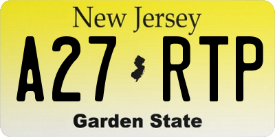 NJ license plate A27RTP
