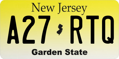 NJ license plate A27RTQ