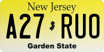 NJ license plate A27RUO
