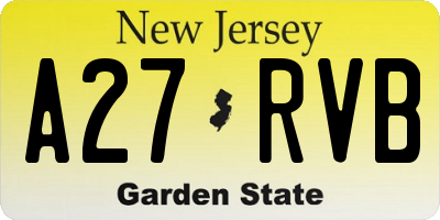 NJ license plate A27RVB