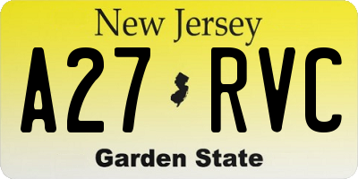 NJ license plate A27RVC