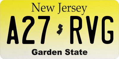 NJ license plate A27RVG