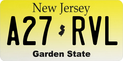 NJ license plate A27RVL