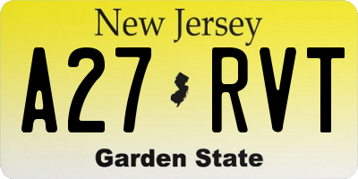 NJ license plate A27RVT