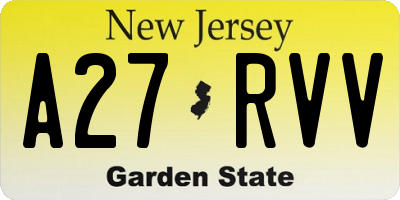 NJ license plate A27RVV