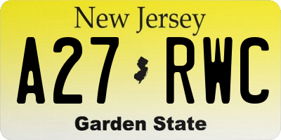 NJ license plate A27RWC