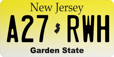 NJ license plate A27RWH