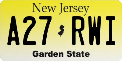 NJ license plate A27RWI