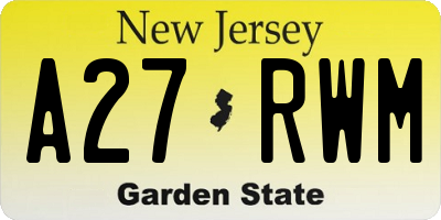 NJ license plate A27RWM