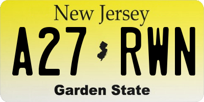 NJ license plate A27RWN