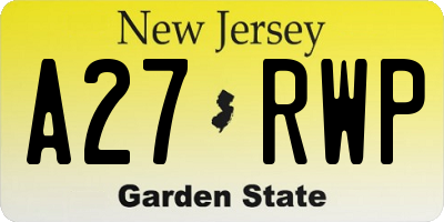 NJ license plate A27RWP