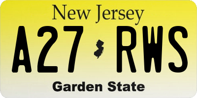 NJ license plate A27RWS
