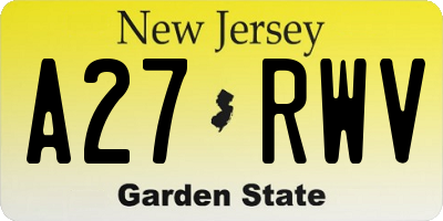 NJ license plate A27RWV