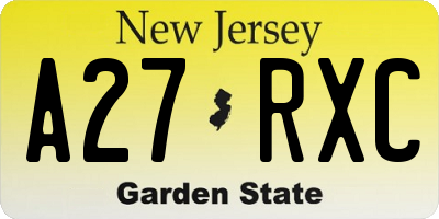NJ license plate A27RXC