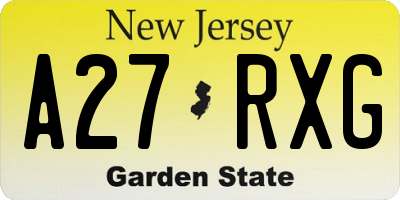 NJ license plate A27RXG