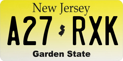 NJ license plate A27RXK